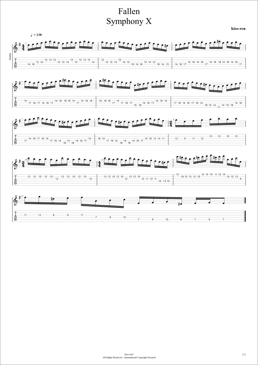 【ギターピッキング･速弾き基礎練習】Fallen / Symphony X Slow Practice Michael Romeo シンフォニーX マイケルロメオ フォールン ピッキング基礎練習ゆっくり【Guitar Picking Vol.60】