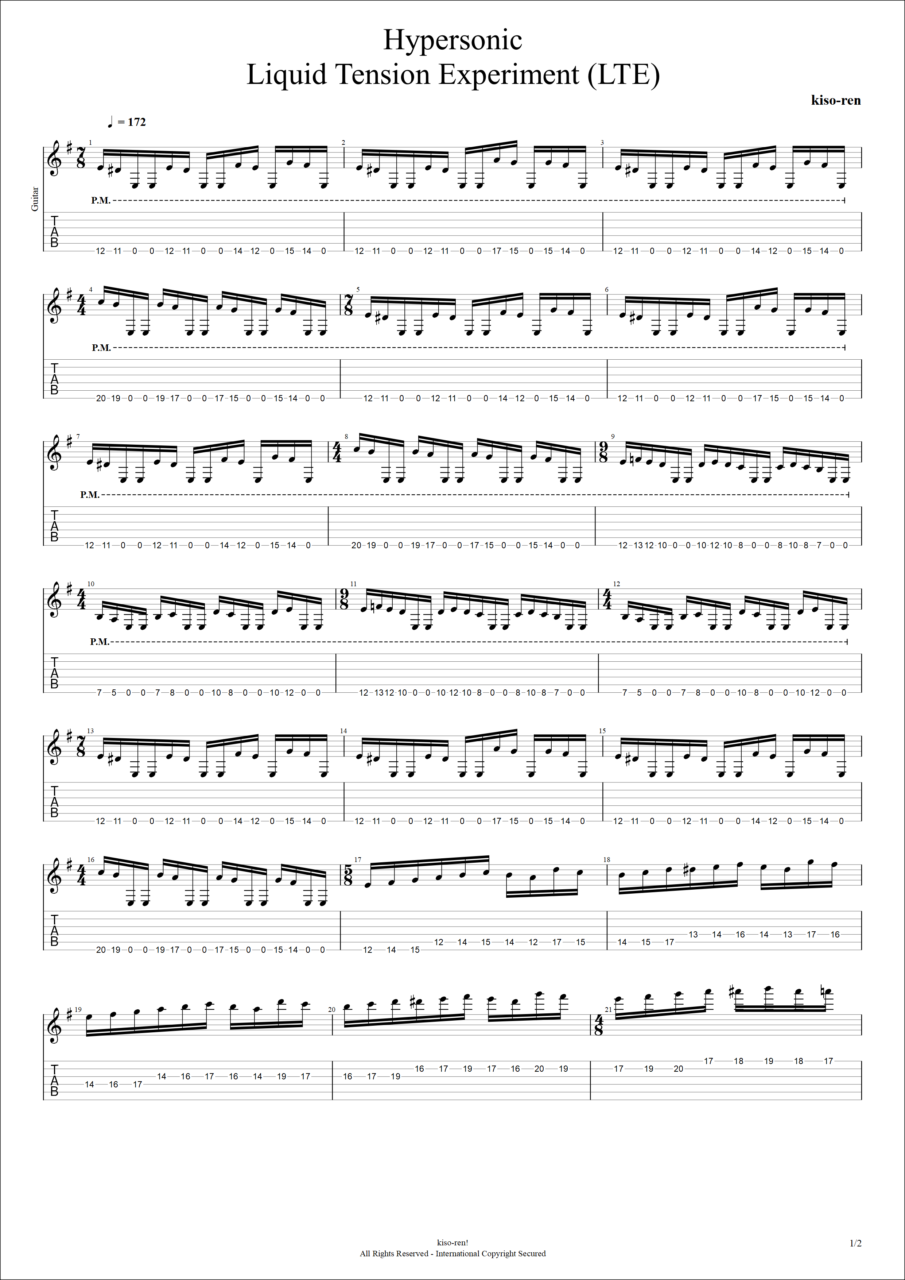 【ギターピッキング･速弾き基礎練習楽譜TAB】Hypersonic / LTE Liquid Tension Experiment Intro Practice John Petrucci ジョンペトルーシ リキッド・テンション・エクスペリメント ギターピッキング練習 【Guitar Picking Vol.55】