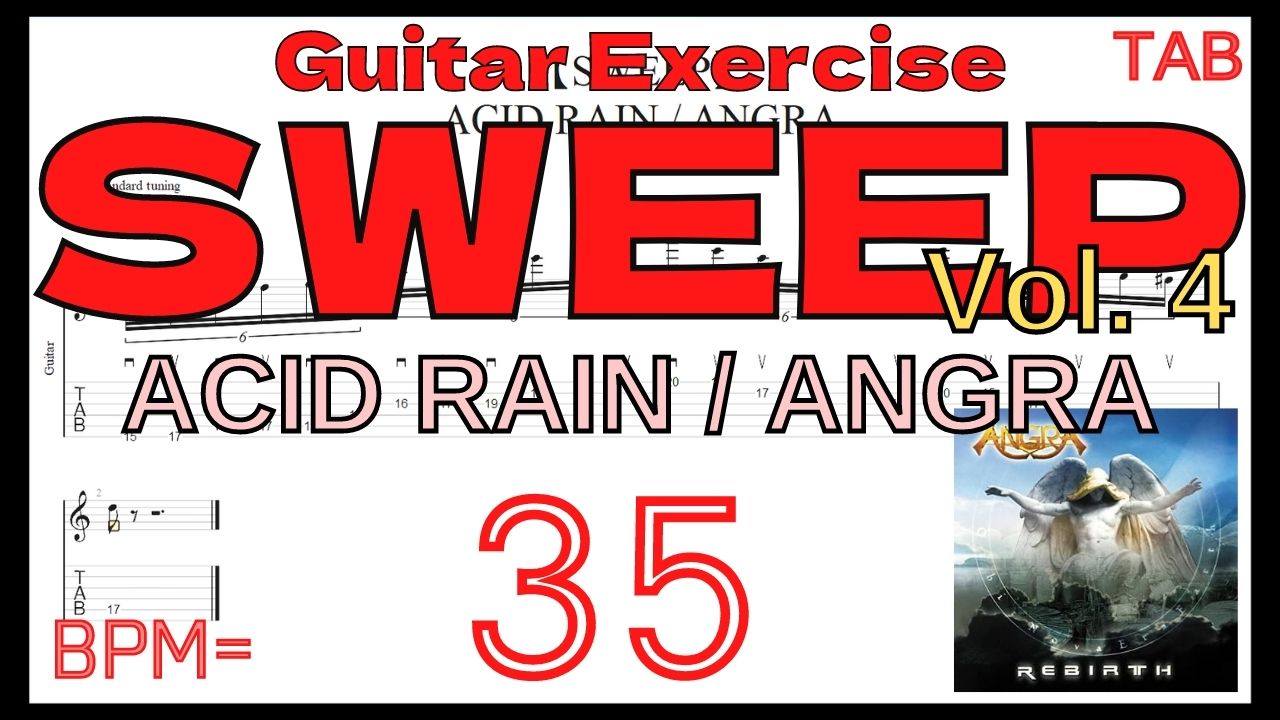 【SWEEP Exercise】Kiko Loureiro TAB ANGRA / ACID RAIN BPM35【Guitar PICKING】