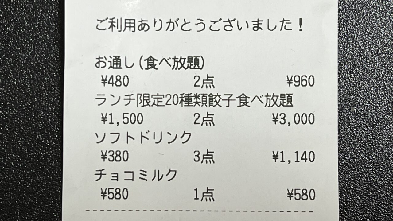 「東京餃子 あかり 飯田橋」の食べ放題はお通し代が税抜き1人480円と高い【不満度:★★★★☆】